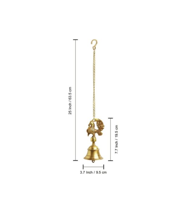 Hanging pure brass bells - peacock design - set of 2