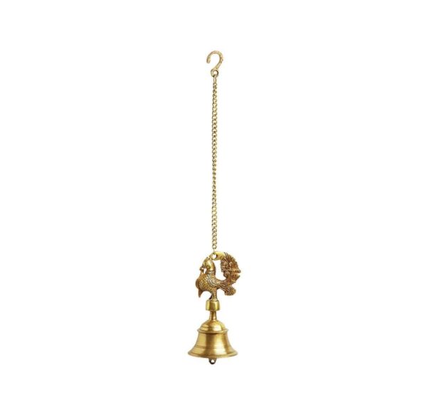 Hanging pure brass bells - peacock design - set of 2 - Image 4