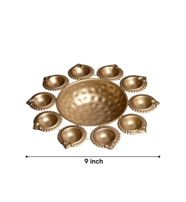 Urli- Golden Deep Diya Jot flower design Urli - Image 2