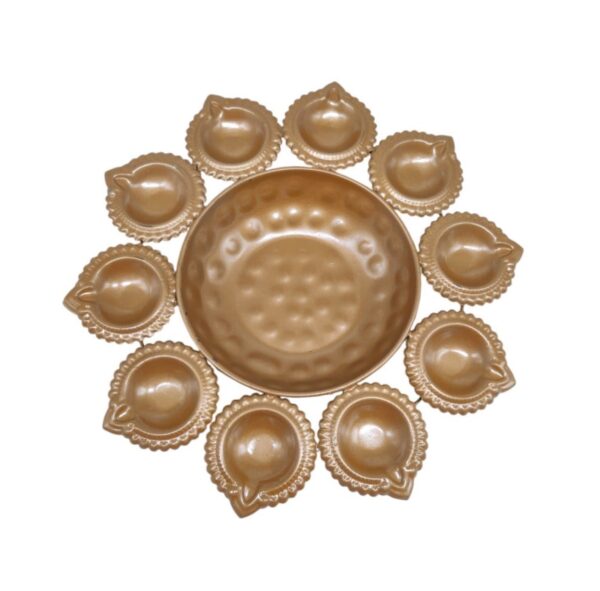 Urli- Golden Deep Diya Jot flower design Urli