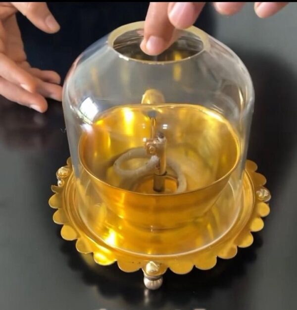 Automatic Akhand Jyoti diya brass with glass|Deepam Onam Shopping - Image 3
