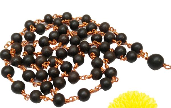 Energised Meditation Malai| Anciently Karungali Malai Copper Original 6mm | Karungali Malai Copper 6mm 54 Beads, Ebony Wood, 1 Piece