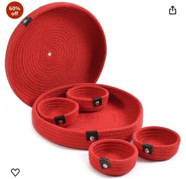 Pooja item storage small baskets in circle shaped with cover
