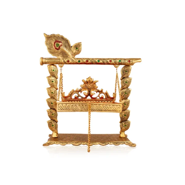 Gokulashtami Palna Swing for Janmashtami Celebration Beautifully Crafted Flute Design  13 x 13 Inches 1.050 Kgs Approx - Image 2
