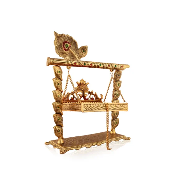 Gokulashtami Palna Swing for Janmashtami Celebration Beautifully Crafted Flute Design  13 x 13 Inches 1.050 Kgs Approx - Image 4