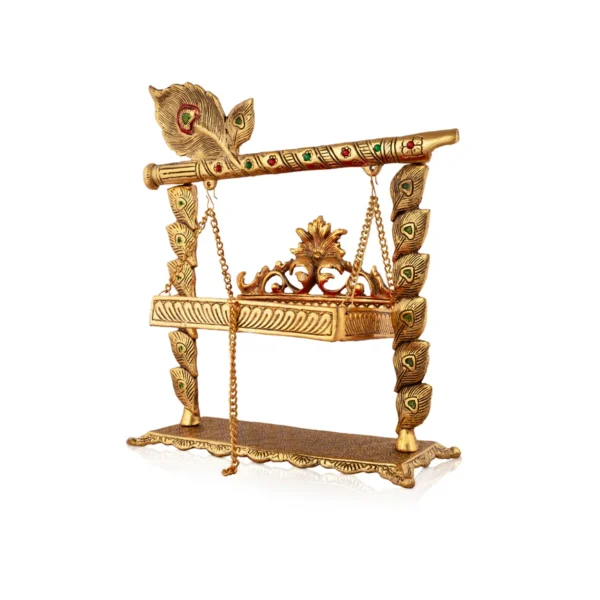 Gokulashtami Palna Swing for Janmashtami Celebration Beautifully Crafted Flute Design  13 x 13 Inches 1.050 Kgs Approx - Image 3