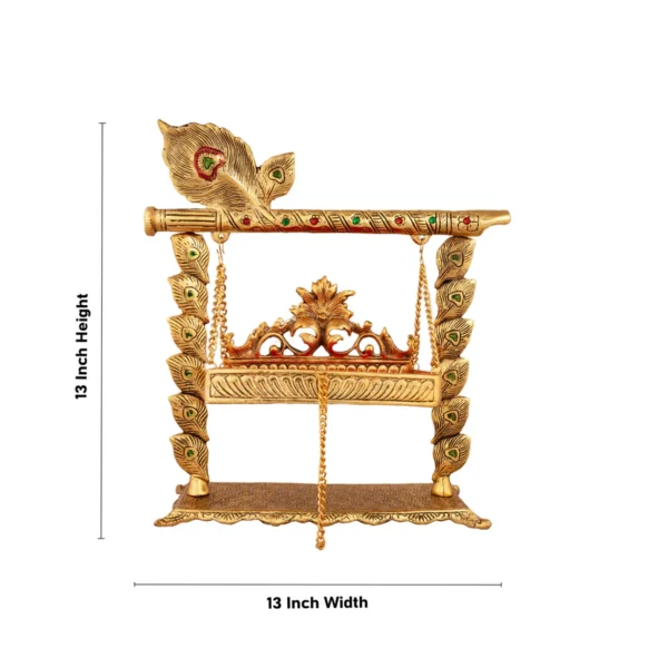 Gokulashtami Palna Swing for Janmashtami Celebration Beautifully Crafted Flute Design  13 x 13 Inches 1.050 Kgs Approx - Image 5