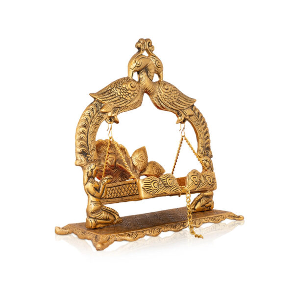 Buy Gold Polish & Double Peacock Design Palana Online Traditional Gokulashtami Palna for Janamshatmi & Janam Ashtmi Vran - Image 7