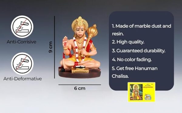 Hanuman Ji Murti for Car Dashboard Idol for Home Pooja - Image 4