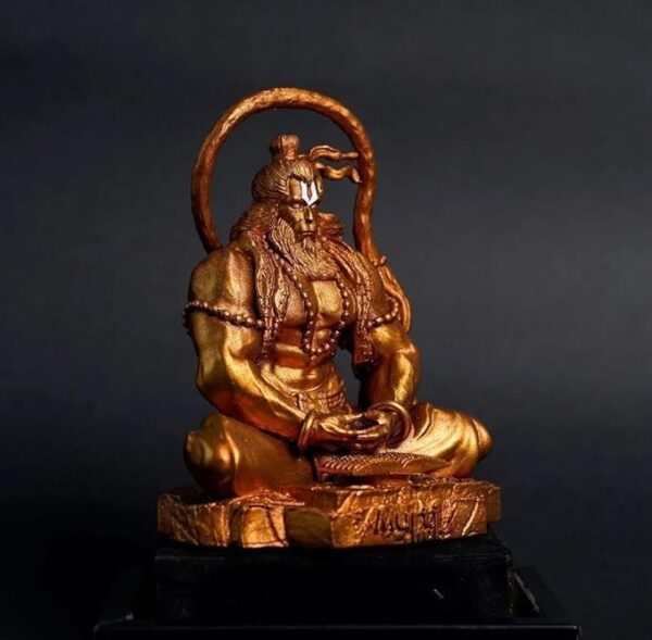 Resin Hanuman Ji Idol for Car Dashboard Meditation Pose Gold Finish - Image 5