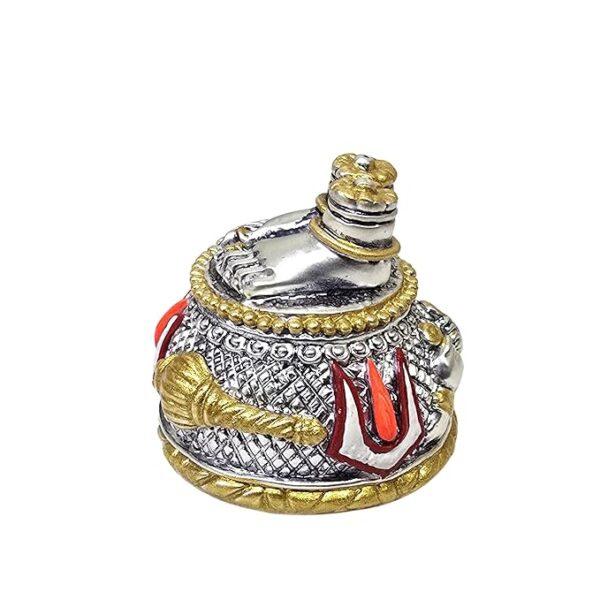 Lord Hanuman Charan Paduka Silver Plated Gold Antique Matte Idol - Image 9