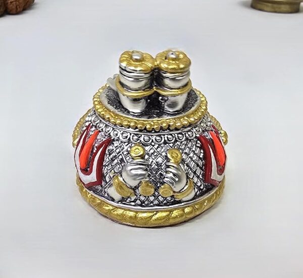 Lord Hanuman Charan Paduka Silver Plated Gold Antique Matte Idol - Image 10