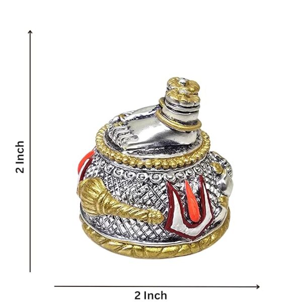 Lord Hanuman Charan Paduka Silver Plated Gold Antique Matte Idol - Image 8