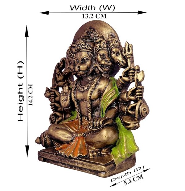 Brass Panchmukhi Hanuman Murti for Home Décor and Gifting. Punchmukhi hanuman Idol online price - Image 4