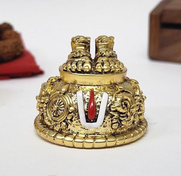Lord Hanuman Charan Paduka Silver Plated Gold Antique Matte Idol