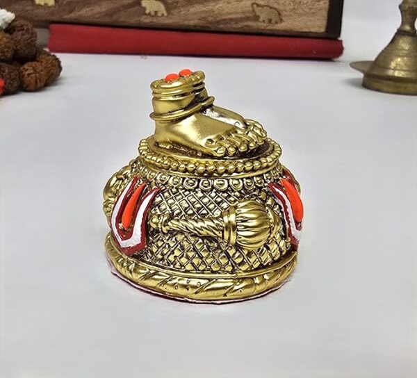 Lord Hanuman Charan Paduka Silver Plated Gold Antique Matte Idol - Image 5
