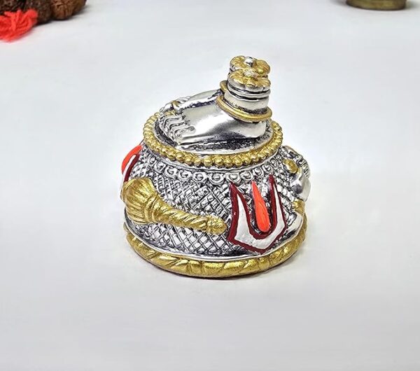 Lord Hanuman Charan Paduka Silver Plated Gold Antique Matte Idol - Image 7