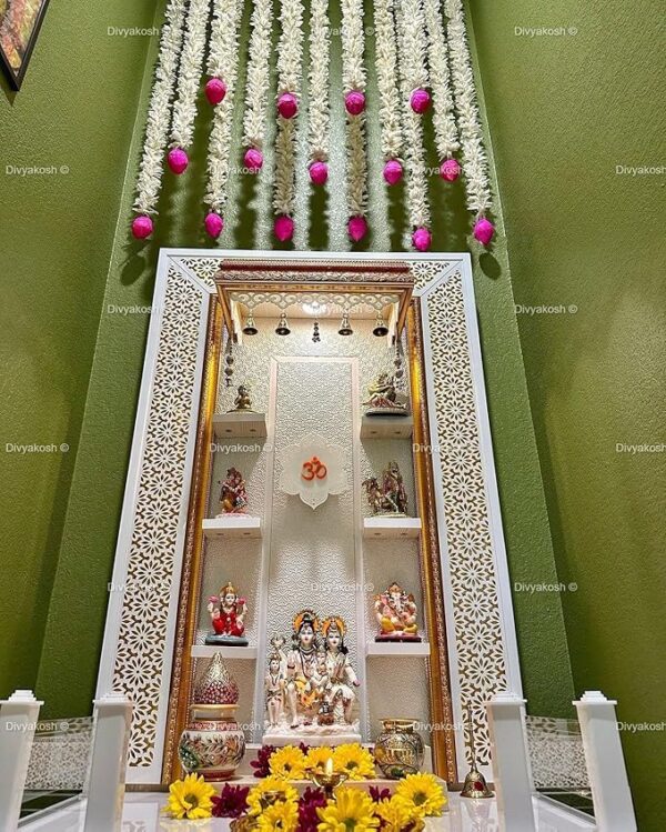 Diwali Flower Divya Lotus Hanging White Artificial Flowers Jhumki Style Door Hanging Wall Decoration - Image 12