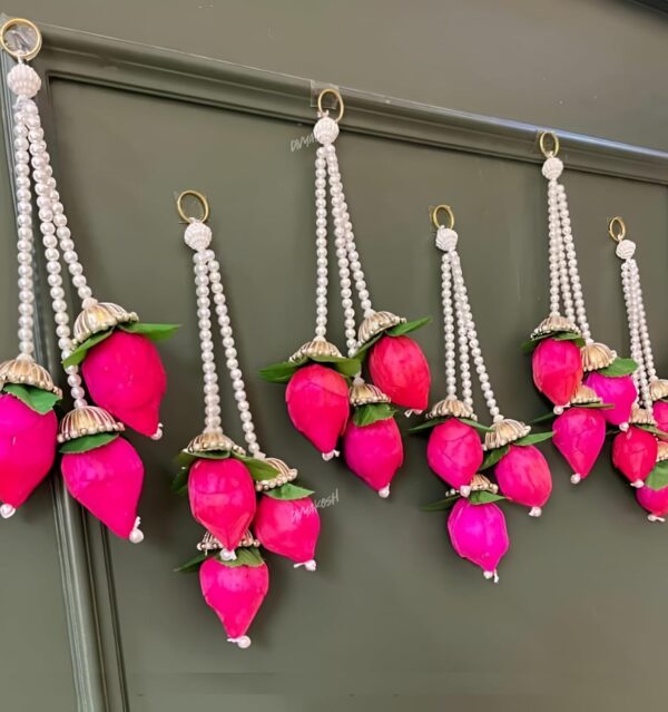 Diwali Flower Divya Lotus Hanging White Artificial Flowers Jhumki Style Door Hanging Wall Decoration - Image 5