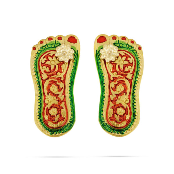 Metal Charan Paduka Gold Polish Padham for Pooja and Decor