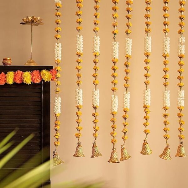 Diwali Flower Divya Lotus Hanging White Artificial Flowers Jhumki Style Door Hanging Wall Decoration - Image 8