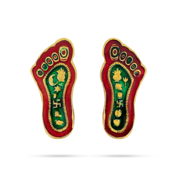 Metal Charan Paduka Gold Polish Padham for Pooja and Worship