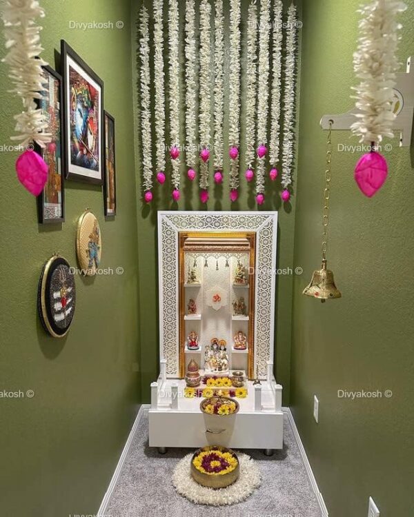 Diwali Flower Divya Lotus Hanging White Artificial Flowers Jhumki Style Door Hanging Wall Decoration - Image 10