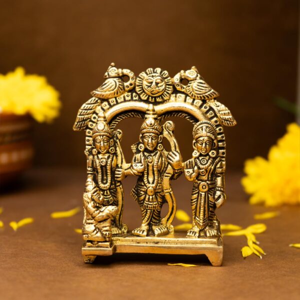 Ram Darbar Brass Murti | Ram, Laxman, Sita & Hanuman Idol | Brass Ram Darbar Statue for Pooja Mandir | Hindu God Sculpture