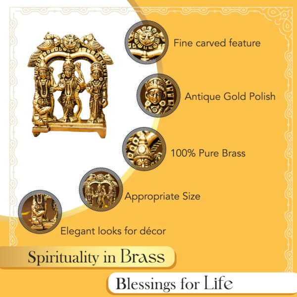 Ram Darbar Brass Murti | Ram, Laxman, Sita & Hanuman Idol | Brass Ram Darbar Statue for Pooja Mandir | Hindu God Sculpture