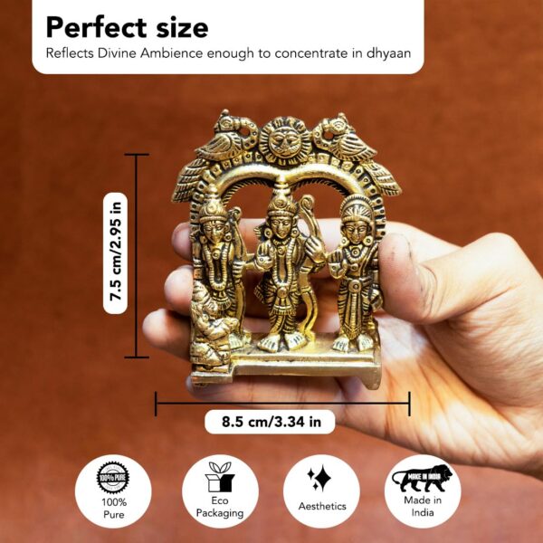Ram Darbar Brass Murti | Ram, Laxman, Sita & Hanuman Idol | Brass Ram Darbar Statue for Pooja Mandir | Hindu God Sculpture