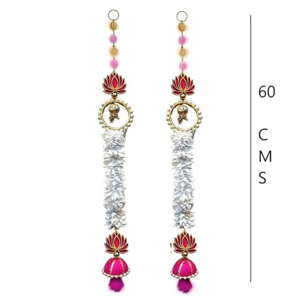 Diwali Flower Divya Lotus Hanging White Artificial Flowers Jhumki Style Door Hanging Wall Decoration - Image 14