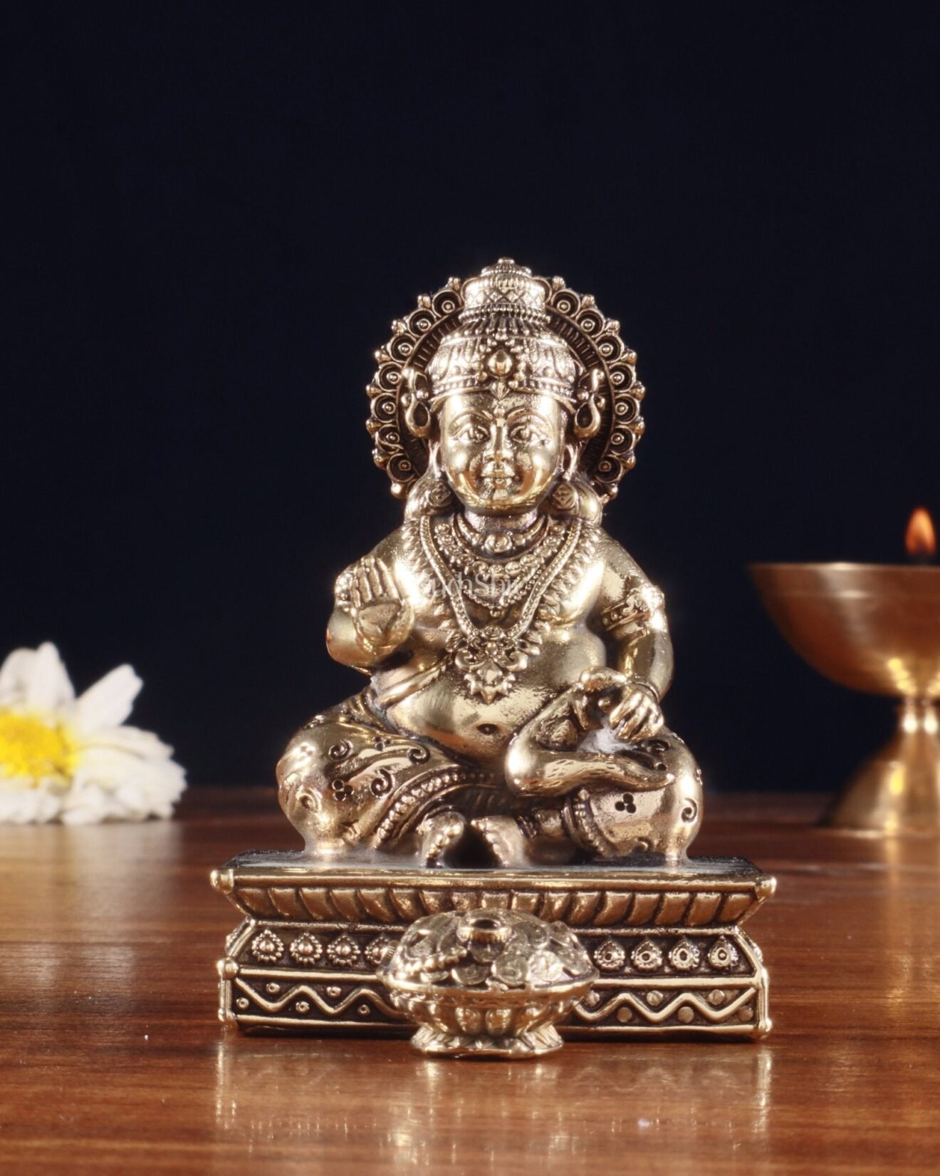 Brass Superfine Intricate Lord Kubera Idol - sanatansiddhi.com