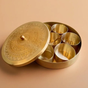 antique brass masala box spice box