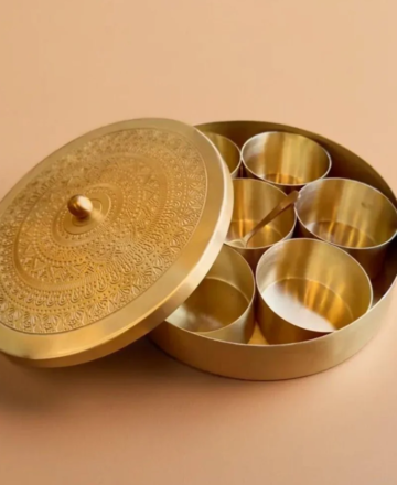 antique brass masala box spice box