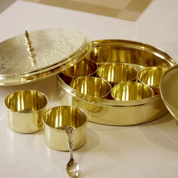 brass masala box spice box