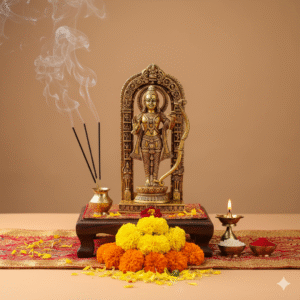 Pure Brass Lord Rama Idol – Hindu God Ram Statue for Home Mandir, Pooja Room, Spiritual Gift, Religious Decor, Festival Worship, Ram Navami Idol 7 inches