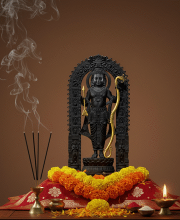 Ram Lalla Murti – Resin Idol of Ram Mandir Ayodhya for Home Temple, Pooja Room, Mandir Decor, Gifting, Spiritual Statue, Ram Janmbhoomi Idol 8 inches