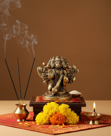 Ashtadhatu Brass Panchmukhi Hanuman Ji Idol for Home Temple Pooja Decoration and Gifting – Spiritual Murti for Protection and Positivity 3inches