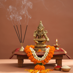 Sabarimala Ayyappa Swamy Brass Idol – Lord Murugan Statue for Home Temple, Pooja Room, Hindu God Figurine, Spiritual Gift, South Indian Decor 3.25 inches