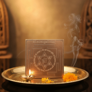 The Baglamukhi Yantra represents Goddess Pitambara Maa, known for subduing negativity and granting victory over enemies. A brass sacred symbol for protection, confidence, and success.