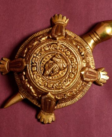 Brass Tortoise Ganesh Idol Vastu Turtle with Engraved Ganesha